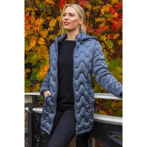 Roman Originals UK Steel Blue Wave Quilted Puffer Hooded Coat - Size 18 - Coat Roman Originals UK Steel Blue Wave Quilted Puffer Hooded Coat - Size 18 - Coat