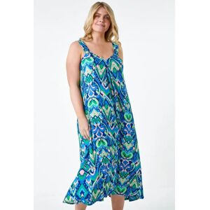 Roman Curve Blue Abstract Midi Dress - Model 14525409 Roman Curve Blue Abstract Midi Dress - Model 14525409