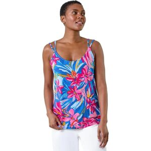 Roman Rosa Tropische Blumen V-Ausschnitt Träger Top - Damen Größe 10 Roman Rosa Tropische Blumen V-Ausschnitt Träger Top - Damen Größe 10