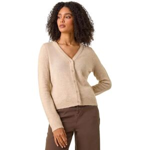 Roman Originals UK Natural Shimmer V-Neck Ribbed Cardigan - Womens Roman Originals UK Natural Shimmer V-Neck Ribbed Cardigan - Womens