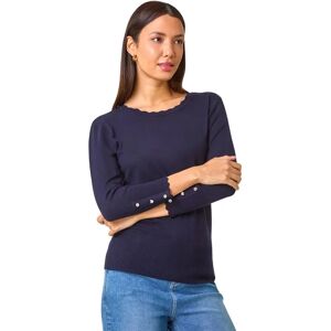 Roman Originals UK Diamante Button Scallop Edge Jumper - Size 18 - Womens Roman Originals UK Diamante Button Scallop Edge Jumper - Size 18 - Womens