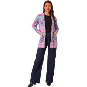 Roman Originals UK Light Pink Chevron Pattern Longline Cardigan - Womens Roman Originals UK Light Pink Chevron Pattern Longline Cardigan - Womens