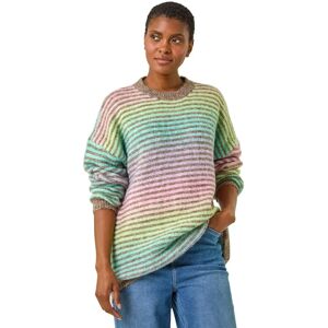 Roman Originals UK Green Contrast Ombre Stripe Fluffy Jumper - Size 12 - Jumper Roman Originals UK Green Contrast Ombre Stripe Fluffy Jumper - Size 12 - Jumper