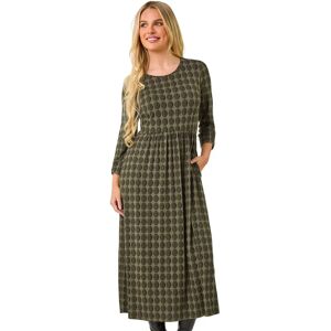 Roman Petite Khaki Geometric Spot Midi Dress - Size 12 Roman Petite Khaki Geometric Spot Midi Dress - Size 12