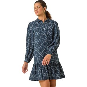 Roman Teal Geometric Print Shirt Dress - 38 - Dress Roman Teal Geometric Print Shirt Dress - 38 - Dress