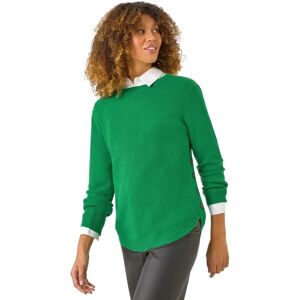 Roman Originals UK Green Textured Curved Hem Jumper - Size 12 - Womens Roman Originals UK Green Textured Curved Hem Jumper - Size 12 - Womens
