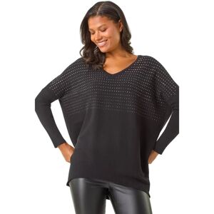 Roman Originals UK Black V-Neck Knitted Jumper - Relaxed Fit - 14 Roman Originals UK Black V-Neck Knitted Jumper - Relaxed Fit - 14