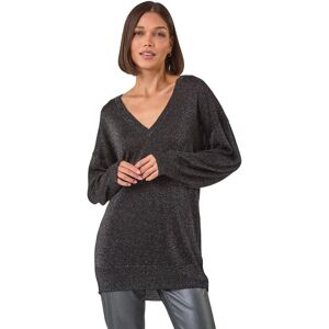 Roman Relaxed Shimmer Knit Jumper - Black - Viscose, Polyester Roman Relaxed Shimmer Knit Jumper - Black - Viscose, Polyester