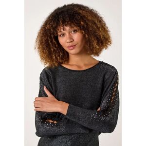 Roman Originals UK Black Knit Jumper - Braid Sleeve, Model KLEIN - Sweater for Women Roman Originals UK Black Knit Jumper - Braid Sleeve, Model KLEIN - Sweater for Women