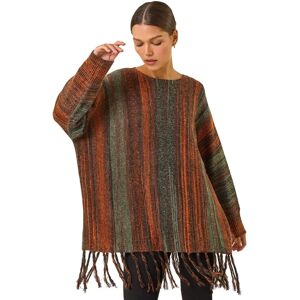 Roman Originals UK Rust Ombre Stripe Fringe Jumper - Size 14 Roman Originals UK Rust Ombre Stripe Fringe Jumper - Size 14