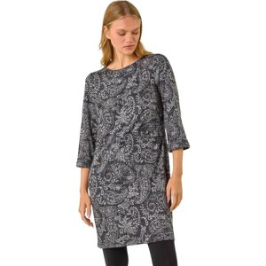 Roman Dark Grey Paisley Shift Dress - Dress Roman Dark Grey Paisley Shift Dress - Dress