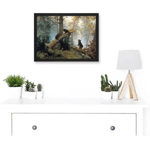 Artery8 - Morning In Pine Forest - Bears Artwork - Framed Wall Art Artery8 - Morning In Pine Forest - Bears Artwork - Framed Wall Art
