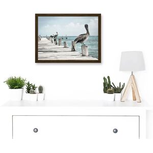 Artery8 - Pelicans Ocean Pier Artwork - Framed - A4 - Wall Art Artery8 - Pelicans Ocean Pier Artwork - Framed - A4 - Wall Art