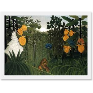 Artery8 - Henri Rousseau The Repast Of The Lion - A4 - Framed - White - Wall Art Print Artery8 - Henri Rousseau The Repast Of The Lion - A4 - Framed - White - Wall Art Print