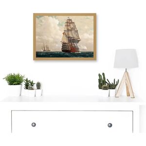 Artery8 - Seascape - Naval Ship at Sea - A4 Framed Print Artery8 - Seascape - Naval Ship at Sea - A4 Framed Print