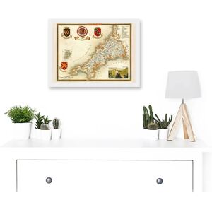 Artery8 Map Antique Moule 1850 Cornwall County England UK - A4 - Framed - White - Wall Art Print Artery8 Map Antique Moule 1850 Cornwall County England UK - A4 - Framed - White - Wall Art Print