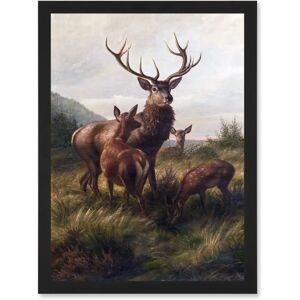 Artery8 Deiker Stag Deer Antlers Doe Animal Nature Painting Artwork Framed Wall Art Print - Black - Wall Art Artery8 Deiker Stag Deer Antlers Doe Animal Nature Painting Artwork Framed Wall Art Print - Black - Wall Art