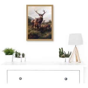 Artery8 - Deiker Stag - A4 - Light Oak - Framed Wall Art Artery8 - Deiker Stag - A4 - Light Oak - Framed Wall Art
