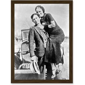 Artery8 - Clyde Barrow Parker - brown - A4 - Framed - Wall Art Artery8 - Clyde Barrow Parker - brown - A4 - Framed - Wall Art