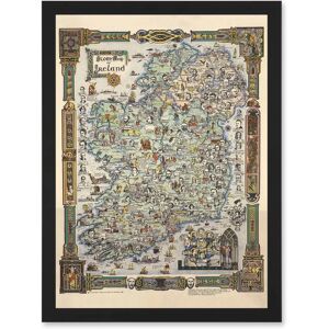 Artery8 - Story Map of Ireland Colortext 1936 - A4 Black - Framed - Wall Art Print Artery8 - Story Map of Ireland Colortext 1936 - A4 Black - Framed - Wall Art Print