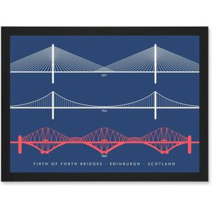 Artery8 - Firth Forth Bridges - Framed - A4 Black - Wall Art Artery8 - Firth Forth Bridges - Framed - A4 Black - Wall Art