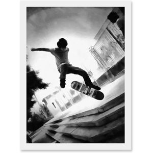 Artery8 - Skateboarder Trick Black White Photo Artwork - A4 - Wall Art Artery8 - Skateboarder Trick Black White Photo Artwork - A4 - Wall Art
