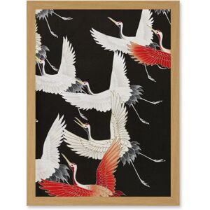 Artery8 - Japan Crane Kimono Pattern - A4 - Light Oak - Framed Wall Art Print Artery8 - Japan Crane Kimono Pattern - A4 - Light Oak - Framed Wall Art Print