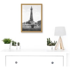 Artery8 - Vintage Photo Blackpool Tower England UK History Artwork - Framed Wall Art Print - Light Oak - A4 Artery8 - Vintage Photo Blackpool Tower England UK History Artwork - Framed Wall Art Print - Light Oak - A4