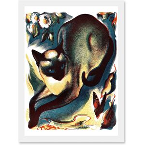 Artery8 Siamese Cat Butterfly Animal Artwork - A4 - Framed Wall Art Artery8 Siamese Cat Butterfly Animal Artwork - A4 - Framed Wall Art