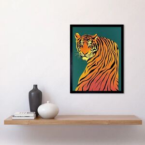 Artery8 - Tiger Portrait - Teal - Orange - Framed Art Print Artery8 - Tiger Portrait - Teal - Orange - Framed Art Print
