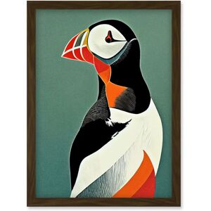 Artery8 - Atlantic Puffin Bird Portrait Artwork - Brown Artery8 - Atlantic Puffin Bird Portrait Artwork - Brown