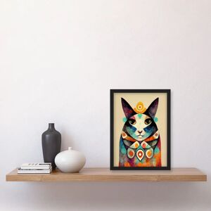 Artery8 - Quirky Boho Abstract Shaman Guru Cat Artwork - Framed Artery8 - Quirky Boho Abstract Shaman Guru Cat Artwork - Framed