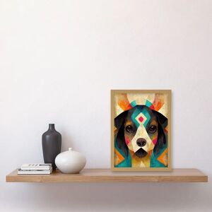 Artery8 Quirky Boho Abstract Modern Shaman Guru Dog Artwork - A4 - Light Oak - Framed - Wall Art Artery8 Quirky Boho Abstract Modern Shaman Guru Dog Artwork - A4 - Light Oak - Framed - Wall Art