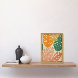 Artery8 - Pastel Monstera Leaves - Framed - Light Oak - Art Print Artery8 - Pastel Monstera Leaves - Framed - Light Oak - Art Print