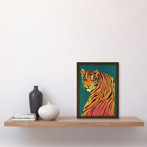 Artery8 Tiger Portrait - Teal Orange - A4 - Framed Art Print Artery8 Tiger Portrait - Teal Orange - A4 - Framed Art Print