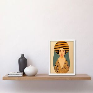 Artery8 - Retro Woman Mid Century Bohemian Yellow Art Nouveau - A4 - Framed Art Print Artery8 - Retro Woman Mid Century Bohemian Yellow Art Nouveau - A4 - Framed Art Print