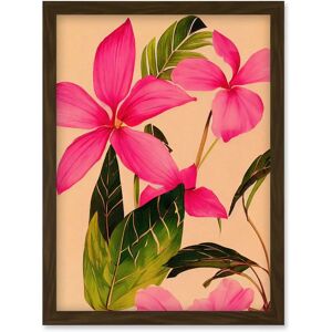 Artery8 Exotic Pink Plumeria Flower - Framed - A4 - Brown - Wall Art Artery8 Exotic Pink Plumeria Flower - Framed - A4 - Brown - Wall Art