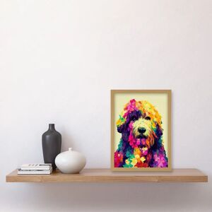 Artery8 Labradoodle Dog Abstract Portrait - Size: A4 - Frame: Light Oak - Framed - Wall Art Artery8 Labradoodle Dog Abstract Portrait - Size: A4 - Frame: Light Oak - Framed - Wall Art