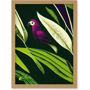 Artery8 - Pink Parrot - Light Oak - A4 Framed Wall Art Artery8 - Pink Parrot - Light Oak - A4 Framed Wall Art