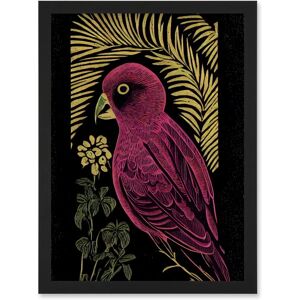 Artery8 - Pink Parrot Bird Linocut - Pink - Linocut - Wall Art Artery8 - Pink Parrot Bird Linocut - Pink - Linocut - Wall Art