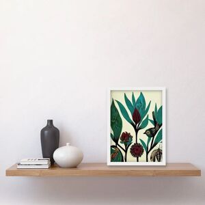 Artery8 Abstract Folk Art Leaves Flowers Birds - Green - A4 - Framed - Art Print Artery8 Abstract Folk Art Leaves Flowers Birds - Green - A4 - Framed - Art Print