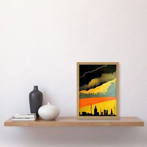 Artery8 - London Skyline Linocut - Framed - Light Oak - Wall Art Print Artery8 - London Skyline Linocut - Framed - Light Oak - Wall Art Print