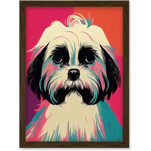 Artery8 - Shih Tzu Portrait - Pink Blue Cream - Framed - Wall Art Artery8 - Shih Tzu Portrait - Pink Blue Cream - Framed - Wall Art