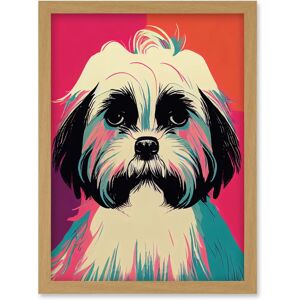 Artery8 - Shih Tzu Portrait - Pink Blue Cream - Wall Art Print Artery8 - Shih Tzu Portrait - Pink Blue Cream - Wall Art Print