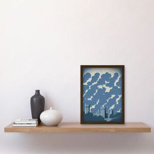 Artery8 Windsor Castle with Cloudy Sky Lithograph Illustration - Blue - A4 - Framed Wall Art Print Artery8 Windsor Castle with Cloudy Sky Lithograph Illustration - Blue - A4 - Framed Wall Art Print