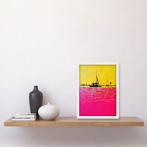Artery8 - Modern Abstract Seaside Port - Yellow Hot Pink - A4 - Framed Wall Art Artery8 - Modern Abstract Seaside Port - Yellow Hot Pink - A4 - Framed Wall Art
