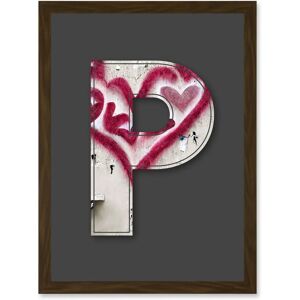 Artery8 - Letter P Heart Cream - Wall Art Print Artery8 - Letter P Heart Cream - Wall Art Print