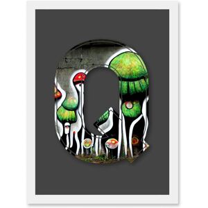 Artery8 - Letter Q - Abstract Grey Green - Framed Wall Art Artery8 - Letter Q - Abstract Grey Green - Framed Wall Art