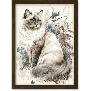 Artery8 - Blue Point Ragdoll Cat Flowers - A4 - Framed - Wall Art Artery8 - Blue Point Ragdoll Cat Flowers - A4 - Framed - Wall Art