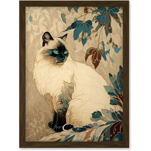 Artery8 - Blue Point Ragdoll Cat Plant Pattern - Wall Art Artery8 - Blue Point Ragdoll Cat Plant Pattern - Wall Art